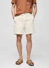 Mango Bermudas 100% algodón cordón - Blanco roto