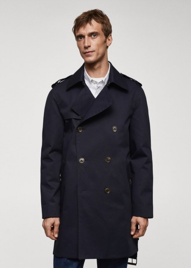 Mango Gabardina clásica water repellent - Azul marino oscuro