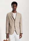 Mango Americana slim fit 100% lino - Beige