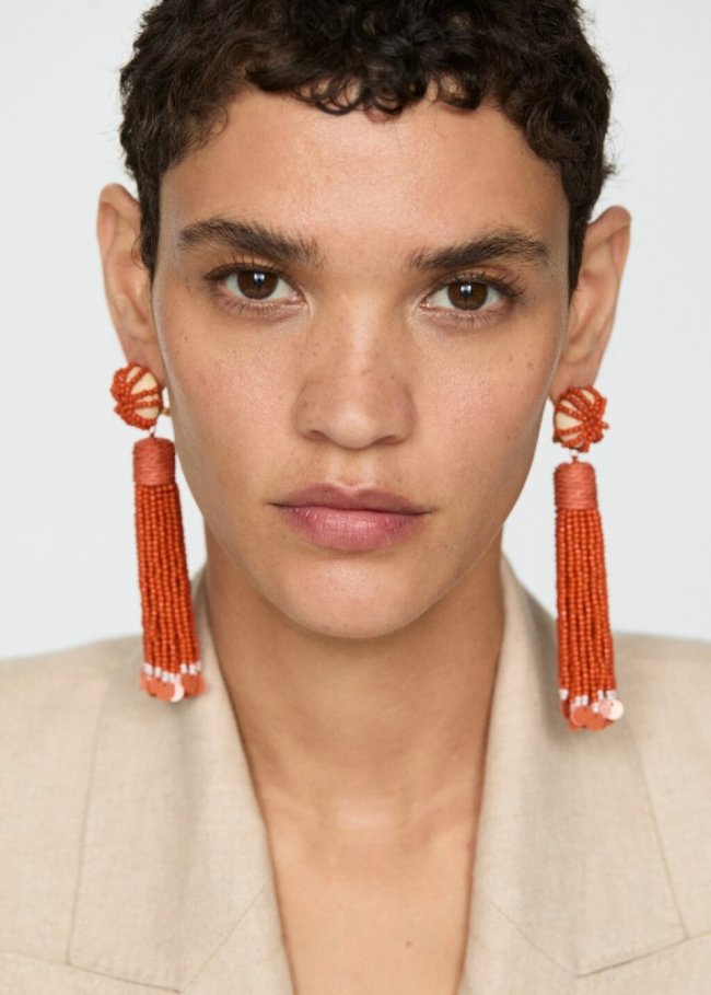 Mango Pendientes abalorios colgantes - Rojo anaranjado