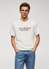 Mango Camiseta 100% algodón estampado pecho - Blanco roto