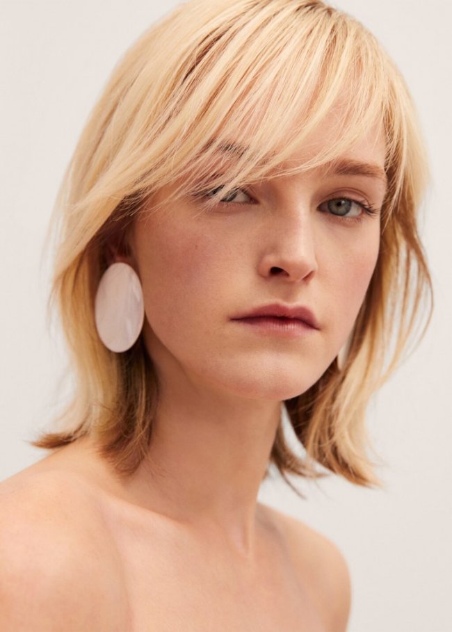 Mango Pendientes maxi circular concha - Blanco