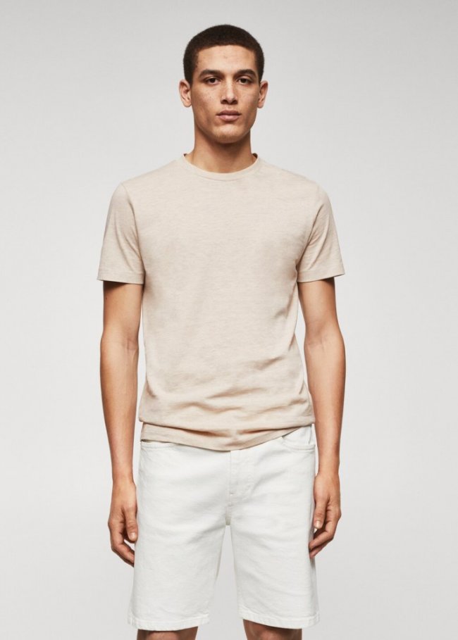 Mango Camiseta básica algodón lightweight - Beige