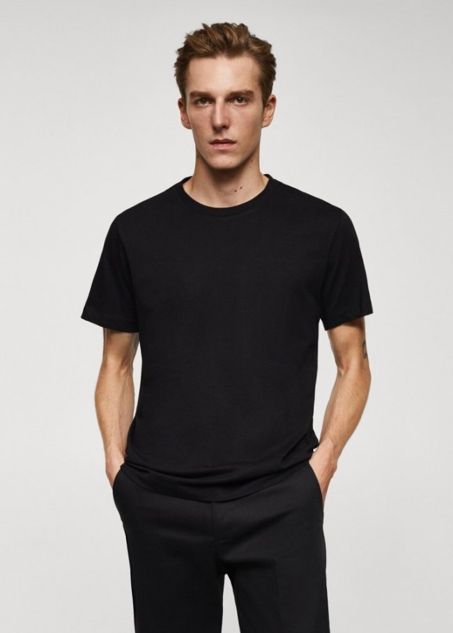 Mango Camiseta básica algodón - Negro