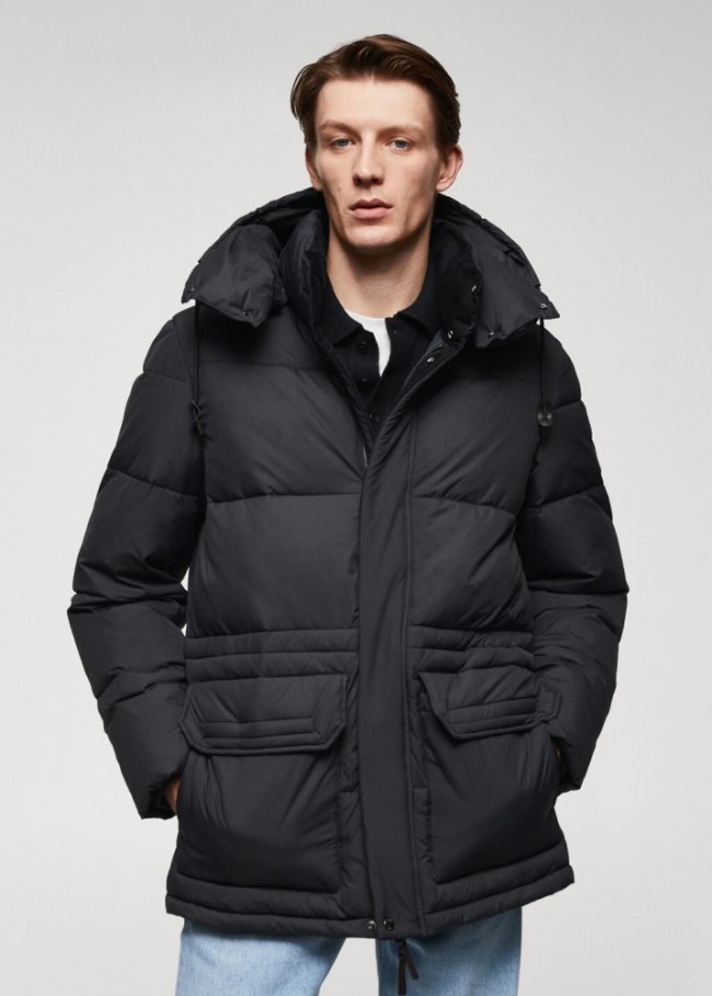 Mango Parka acolchada water repellent - Gris antracita