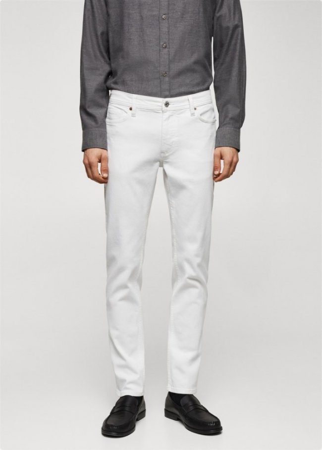 Mango Jeans Jan slim fit - Blanco