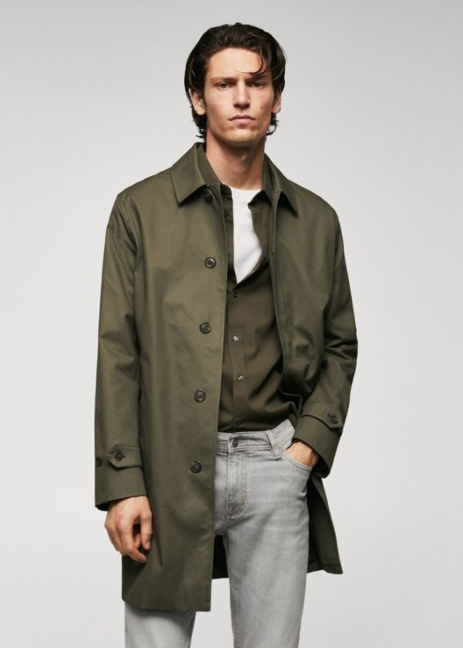 Mango Trench algodón water repellent - Khaki