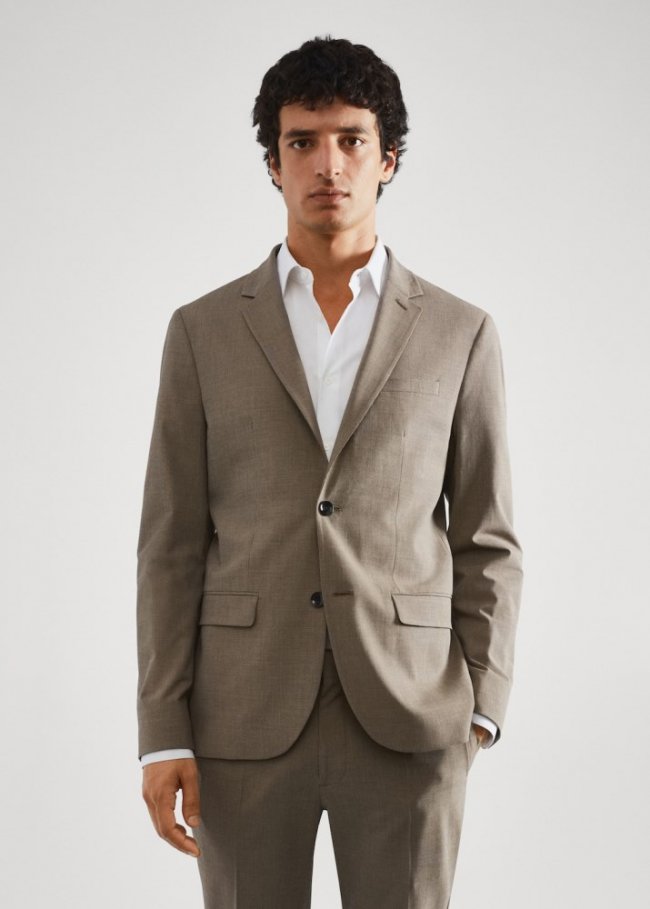 Mango Americana traje super slim fit - Beige