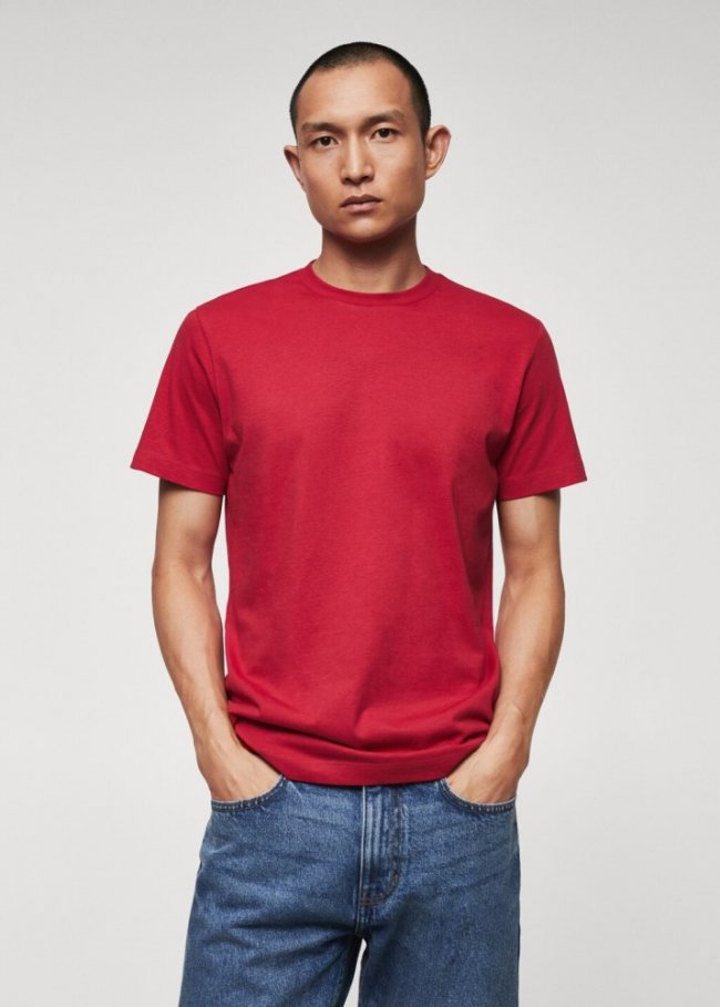 Mango Camiseta básica algodón lightweight - Rojo