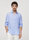 Mango Camisa classic fit 100% lino - Azul celeste