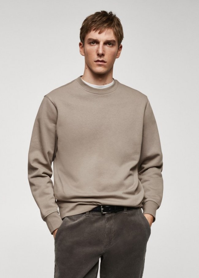 Mango Sudadera ligera algodón - Topo