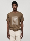 Mango Camiseta slim fit estampado - Marrón