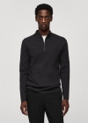 Mango Jersey cuello perkins cremallera - Gris oscuro