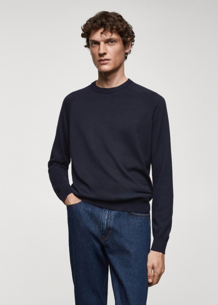 Mango Jersey punto fino algodón - Azul marino oscuro