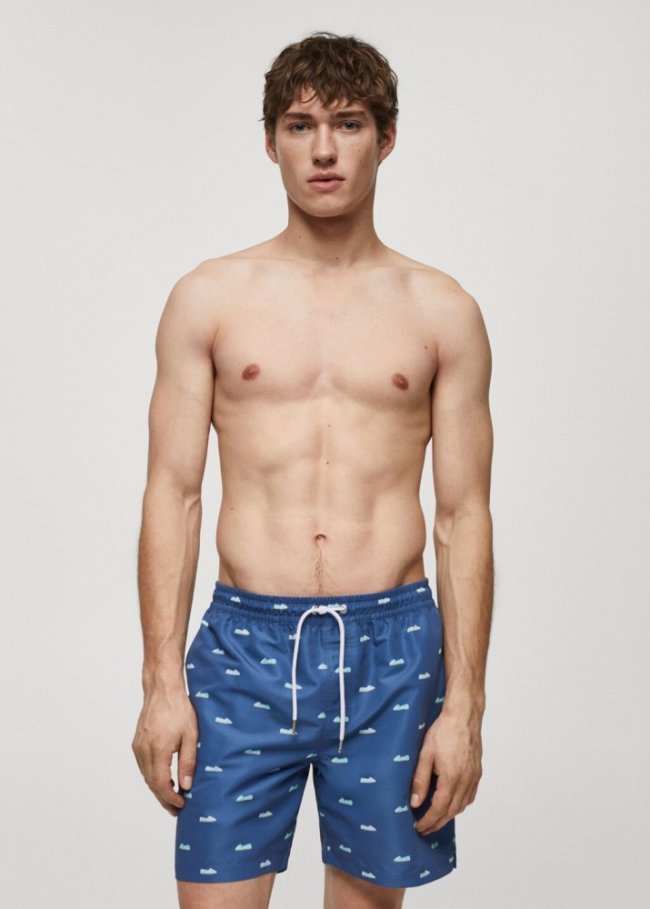 Mango Bañador cordón estampado alpargatas - Azul marino oscuro