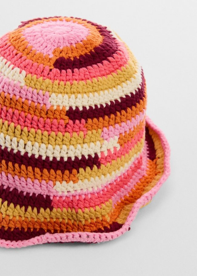Mango Gorro bucket crochet - Rosa