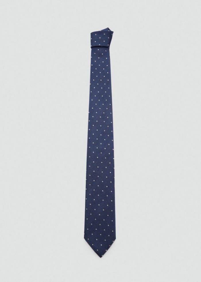 Mango Corbata 100% seda de mora lunares - Azul marino oscuro