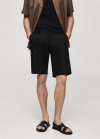 Mango Bermudas slim fit 100% lino - Negro