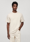Mango Camiseta algodón estructura - Vainilla