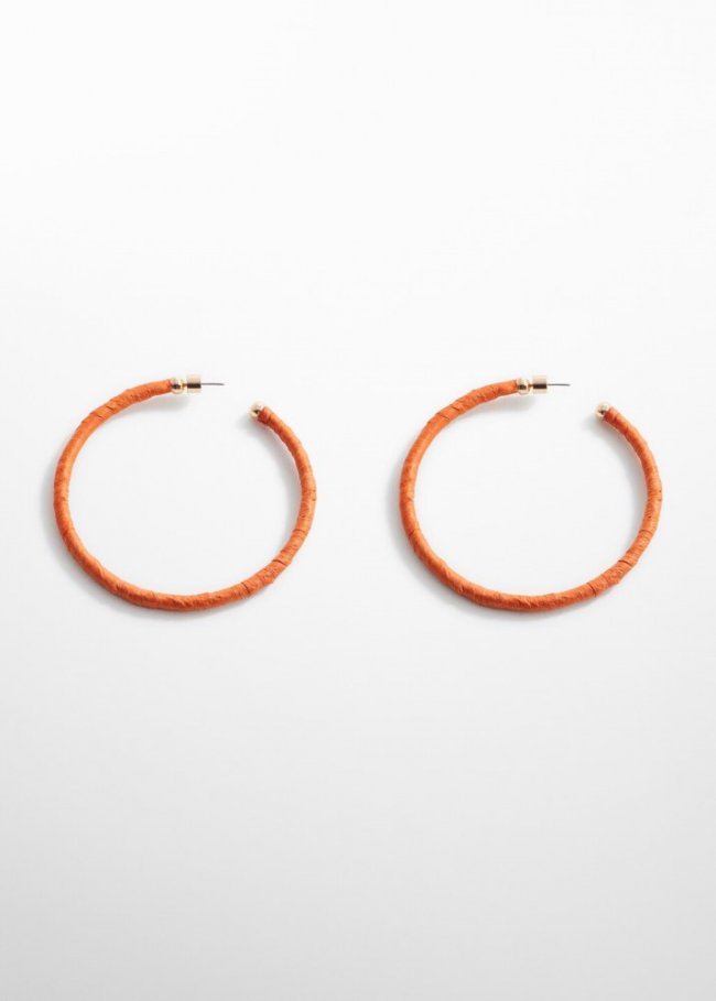 Mango Pendientes aro rafia - Naranja