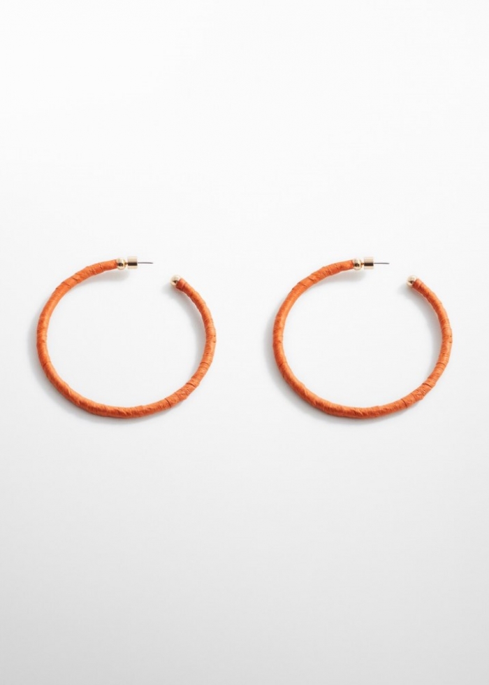 Mango Pendientes aro rafia - Naranja