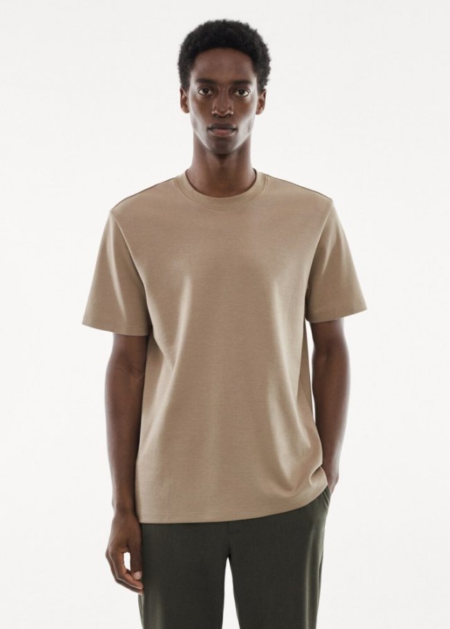 Mango Camiseta algodón transpirable - Marrón medio