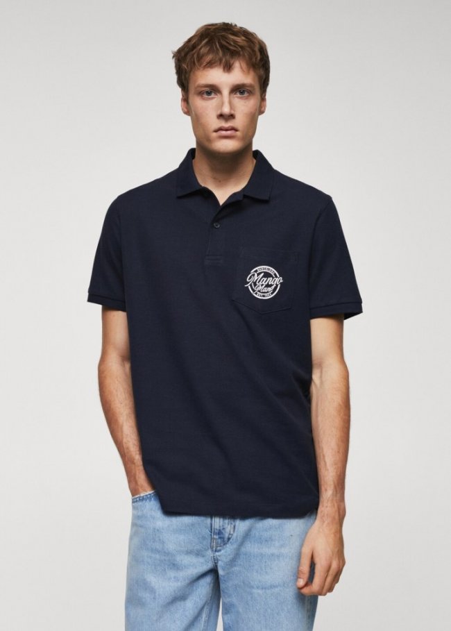 Mango Polo algodón logo - Azul marino oscuro
