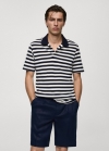 Mango Polo regular fit algodón piqué rayas - Azul marino oscuro