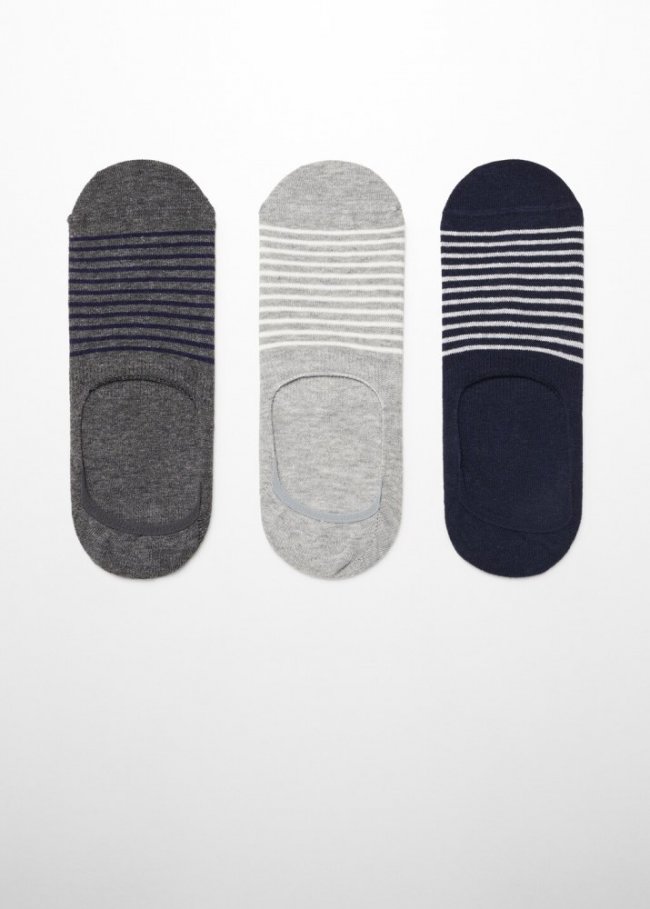 Mango Pack 3 calcetines diseño rayas - Gris