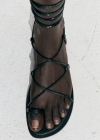 Mango Sandalia piel tiras - Negro
