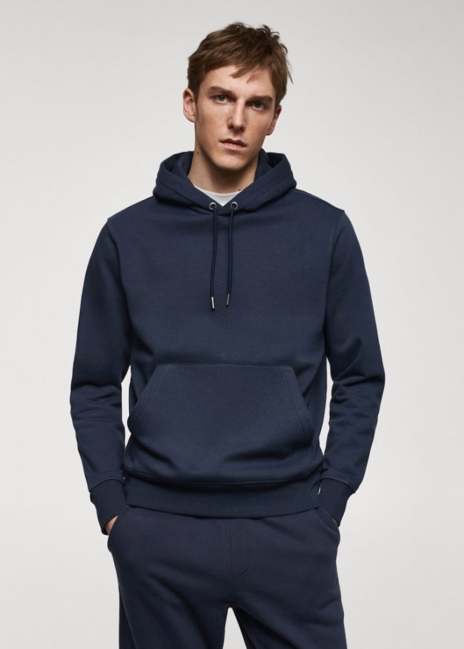Mango Sudadera algodón capucha canguro - Azul marino