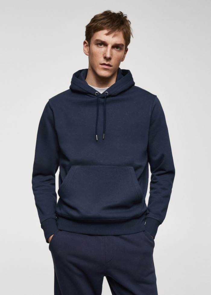 Mango Sudadera algodón capucha canguro - Azul marino
