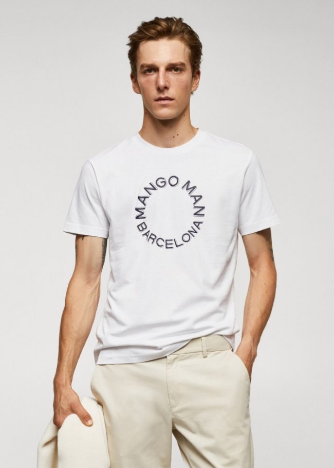 Mango Camiseta logo 100% algodón - Blanco