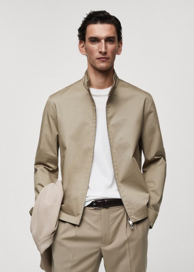 Mango Chaqueta algodón cremallera - Beige