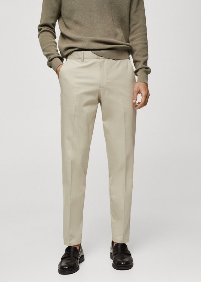 Mango Pantalón regular fit algodón - Gris claro/pastel