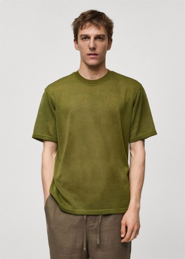 Mango Camiseta estructura regular fit - Verde