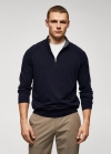 Mango Jersey algodón cuello cremallera - Azul marino