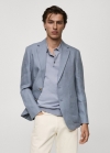 Mango Americana slim fit 100% lino - Azul celeste