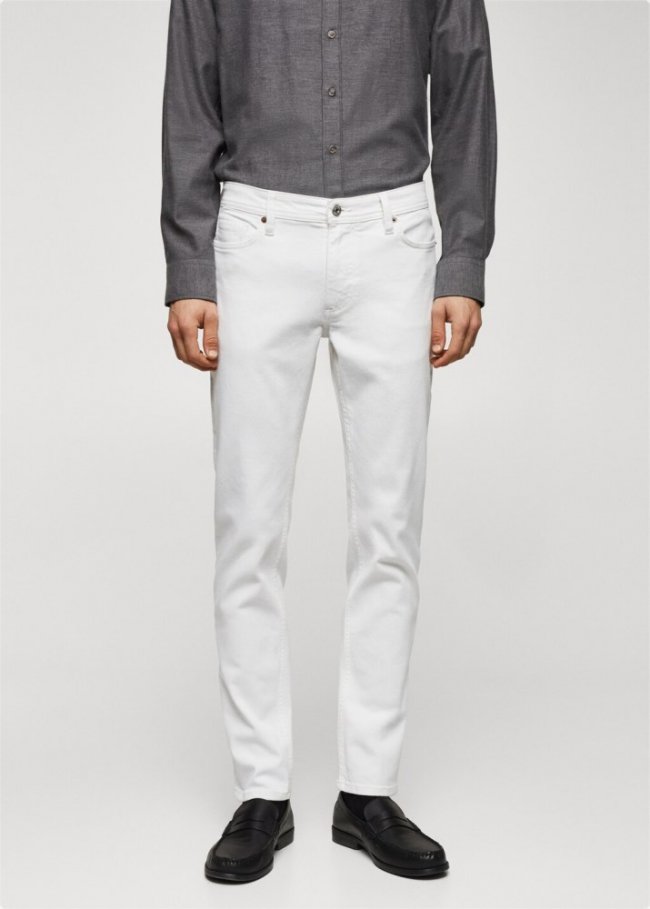 Mango Jeans Jan slim fit - Blanco