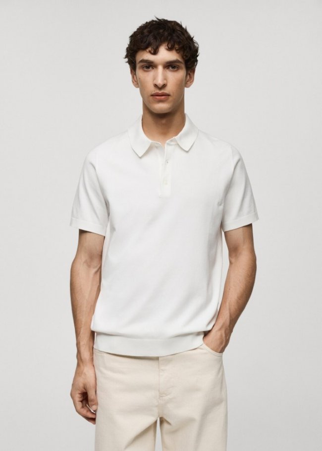 Mango Polo punto fino - Blanco
