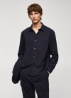 Mango Sobrecamisa lana oversize - Azul marino