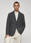 Mango Americana slim fit lana jaspeada - Gris