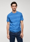 Mango Camiseta punto algodón estructura rayas - Azul eléctrico