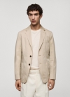 Mango Americana slim fit algodón - Beige