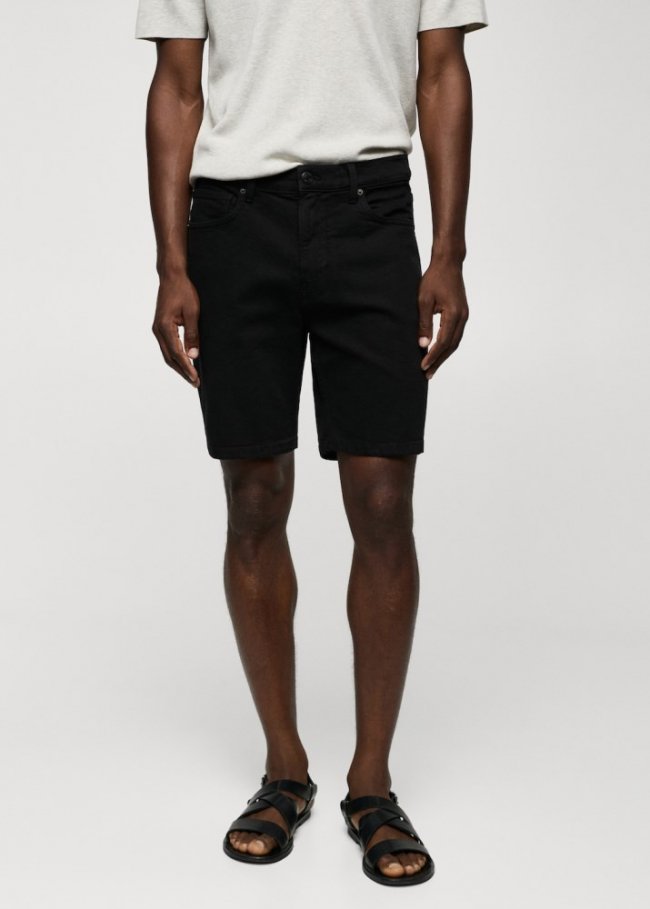 Mango Bermudas vaquera regular fit - Denim negro