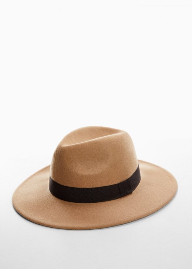 Mango Sombrero 100% lana - Marrón medio