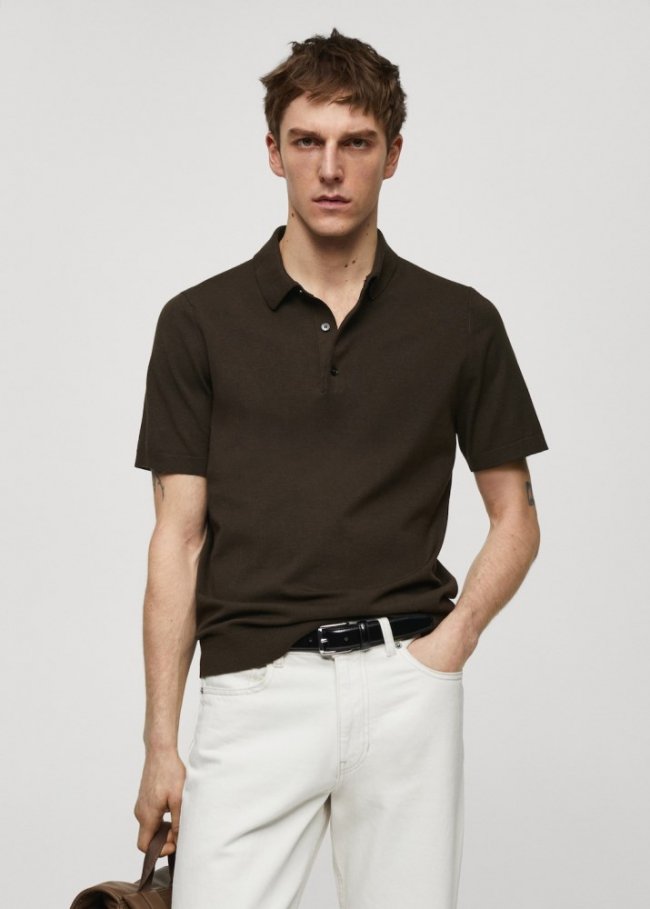 Mango Polo punto fino - Chocolate