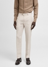 Mango Pantalón traje slim fit 100% lino - Beige