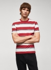 Mango Camiseta 100% algodón rayas - Rojo