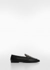 Mango Mocasín piel detalle metálico - Negro